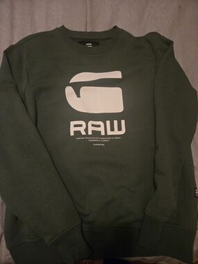G-Star Raw Dark Green Crewneck with White Logo